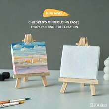 1pc Mini Desktop Easel, Wooden Folding Oil Painting Board, Triangular Support Stand For Sketching, Kids - White - View 2