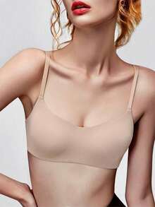 Lencería nupcial ultra delgada para la temporada navideña, sujetador acolchado fino, top tubo sin espalda para mujer, top corto sin costuras cómodo y sexy para busto pequeño - Rosa vieja - Ver 2