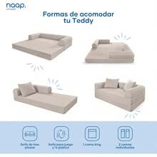 Sofá Cama de Chenilla Teddy |   Diseño Convertible |   Hecho 100% de Espuma |   Comodidad y Versatilidad |   200x100x65 cm (Marfil) - Marfil - Ver 8