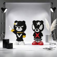 Kit de 5000 piezas de bloques de construcción de micro partículas con diseño de oso negro, gran figura de oso ensamblada DIY, adorno decorativo estético para la habitación, juguete antiestrés, regalo perfecto de cumpleaños y vacaciones para adolescentes y adultos, decoración de escritorio para dormitorio y sala de estar - Multicolor - Ver 8