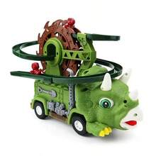 Coche de juguete para niños de gran capacidad con pista de ensamblaje multifunción, coche eléctrico con dinosaurio Tiranosaurio, Triceratops, pato amarillo y camión de bomberos, pista con bucle y tobogán, luces de colores, música dinámica, giro automático, evitación de obstáculos, deslizamiento omnidireccional, juguete educativo divertido e interactivo para niños, regalo adecuado para bebés de 2 años en adelante, regalo de cumpleaños y vacaciones (requiere 3 pilas AA) - Multicolor - Ver 16