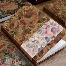 A5 Dusk Whisper Rose 硬殼筆記本,4款復古花卉封面款式(白、粉、紫、紅玫瑰),金色燙金線條剪貼簿日記本,224頁 120gsm 厚紙,可攜式學生日記,適合返校季 - A5 - 查看 11