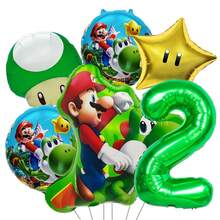 6pcs Kids Birthday Party Home Background Decoration Cartoon Super Brothers Game Aluminum Foil Balloons - Multicolor - View 3