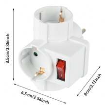 CILIA 1/2pcs Triple Schuko Socket Multiple Vertical Electrical Adapter, 3 Universal Sockets With Child Protection,250V/16A ,Combined German Standard,For Home And Commercial Use - View 8