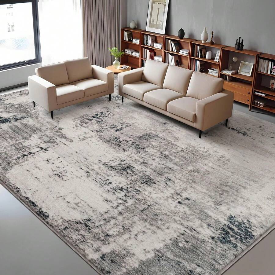 Calore - Alfombra Abstracta Moderna y Suave, Antideslizante, para Interiores, con Estampado de alfombras, para Sala de Estar, recámara, Comedor (Gris/Multi, 5.2'x 6.5'(160*200cm)) - Sémola//multi - Ver 1