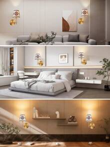 Lampu Dinding Bertenaga Baterai: Set 2pcs/1pc Lampu Dinding Nirkabel dengan Bohlam 2000mAh yang Dapat Diredupkan dan Remote Control untuk Kamar Tidur - Lampu Dinding Isi Ulang 15 Warna Emas, Cocok untuk Kamar Tidur, Ruang Tamu, dan Lorong - Tiga warna + 12 RGB - View 9