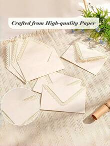 10pcs Vintage Lace Carved Edge Colorful Envelopes, Elegant For Invitations, Cards, Weddings - Hollowed-out Edges - View 6