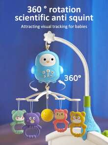 Baby Crib Mobile Toy Rattle With Rotatable And Adjustable Hanging Parts, Soft Light And Music Box, Cute Bird Design, Animal Teether Ring, Adjustable Volume, Ideal Toy For Babies, Perfect Gift And Bedding Decoration For Newborns - Multicolor - View 5