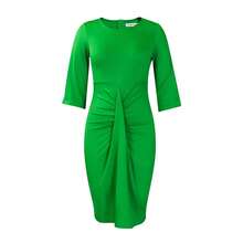 Nuevo vestido lápiz elegante y plisado de moda europea y americana para mujer. - Blanco - Ver 8