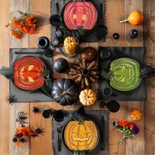 12/36 Stücke 6 sortierte Halloween-Pappteller, Einweg-Essenssteller in Kürbisform 7 Zoll + 9 Zoll, süße Geistergesicht-Dekoration, Halloween-Party-Zubehör (Durchschnittsmischung) - Kürbisteller - Übersicht 8