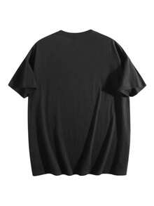Women's Casual, Loose-Fitting, 100% Cotton Crew Neck T-Shirt, Size [Size Missing], With A Blue Aubergine Print, Perfect As A Summer Mother's Day Gift - 黑色 - 查看 2