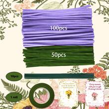 163Pcs DIY Pipe Cleaner Flower Kit Great Gift For Valentine's Day, Mother's Day & Graduation High Flexibility, Shape Stably Without Rebound All-Inclusive Craft Supplies, Ready To Craft 150 Two-Tone Chenille Stems + Floral Wires + Floral Tape - 163pcs - View 15