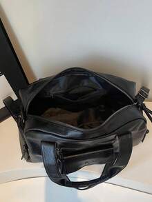 Bolso ligero de gran capacidad para viajes cortos para mujer, bolso de mano de moda para viajes de negocios, bolso de equipaje portátil, bolso de gimnasio para entrenamiento deportivo, bolso de un solo hombro bajo el brazo, bolso bandolera para desplazamientos, bolso tote con múltiples bolsillos - Negro - Ver 7
