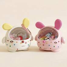 Cute Bunny Storage Box Gift For Girls, Kawaii Organizer With Dome Lid For Hair Accessories, Clips, Headbands And Bows, Large Capacity Dustproof Desktop Container For Bedroom Vanity, Birthday Gift For Daughter - View 7
