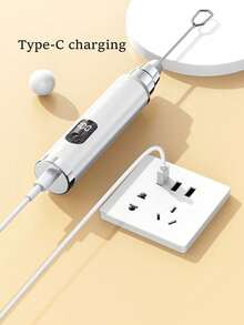 1個手持式電動奶泡器，自動咖啡拿鐵拉花奶泡製造機，免持奶泡攪拌棒，創意電動攪拌器，電動咖啡攪拌棒，牛奶攪拌棒，雙攪拌頭電動手持攪拌器可用於蛋、鮮奶油、麵糊，無線充電設計，適合廚房與戶外使用，情人節禮物，母親節禮物 - 彩色 - 查看 3
