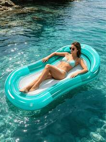 1pc Gradient Mesh Floating Lounge, Gradient Design, With Pillow, PVC Material, Inflatable Hammock, Suitable For Swimming Pool, Beach And Lake, Swimming Pool Party And Beach Party Supplies, Pool Inflatable Raft, Water Resting Seat, Swimming Float, Pool Inflatable Float, Water Inflatable Float, Air Pump Sold Separately - Solid Color Gradient - View 7