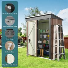 5' X 3' Outdoor Storage Shed With Singe Lockable Door,Galvanized Metal Shed With Air Vent Suitable For The Garden,Tiny House Storage Sheds Outdoor For Backyard Patio Lawn - Brown - View 4