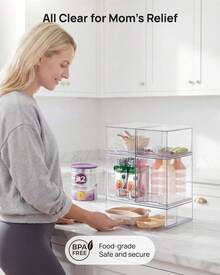 Vtopmart Stackable Storage Drawers, Acrylic Organizer With 24 Non-Slip Mats, Bathroom Organizer For Changing Table, Bathroom (5 Pack: Wide + Tall + Small) - 5 件裝:寬版 + 高版 + 小版 - 查看 5