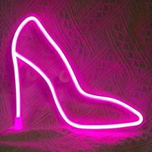 1pc Valentine's Day Gift, Pink High Heel Neon Light Sign, Light Up Your Romantic Night, USB Or Battery Powered, LED Commercial Sign, Suitable For Store, Shoe Shop, Room, Club, Party Decoration - White - View 12