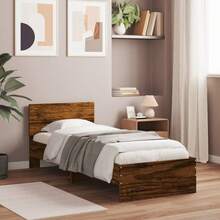 vidaXL Cadre de lit sans matelas avec tête de lit chêne defumado 90x190 cm - Castanho - Ver 3