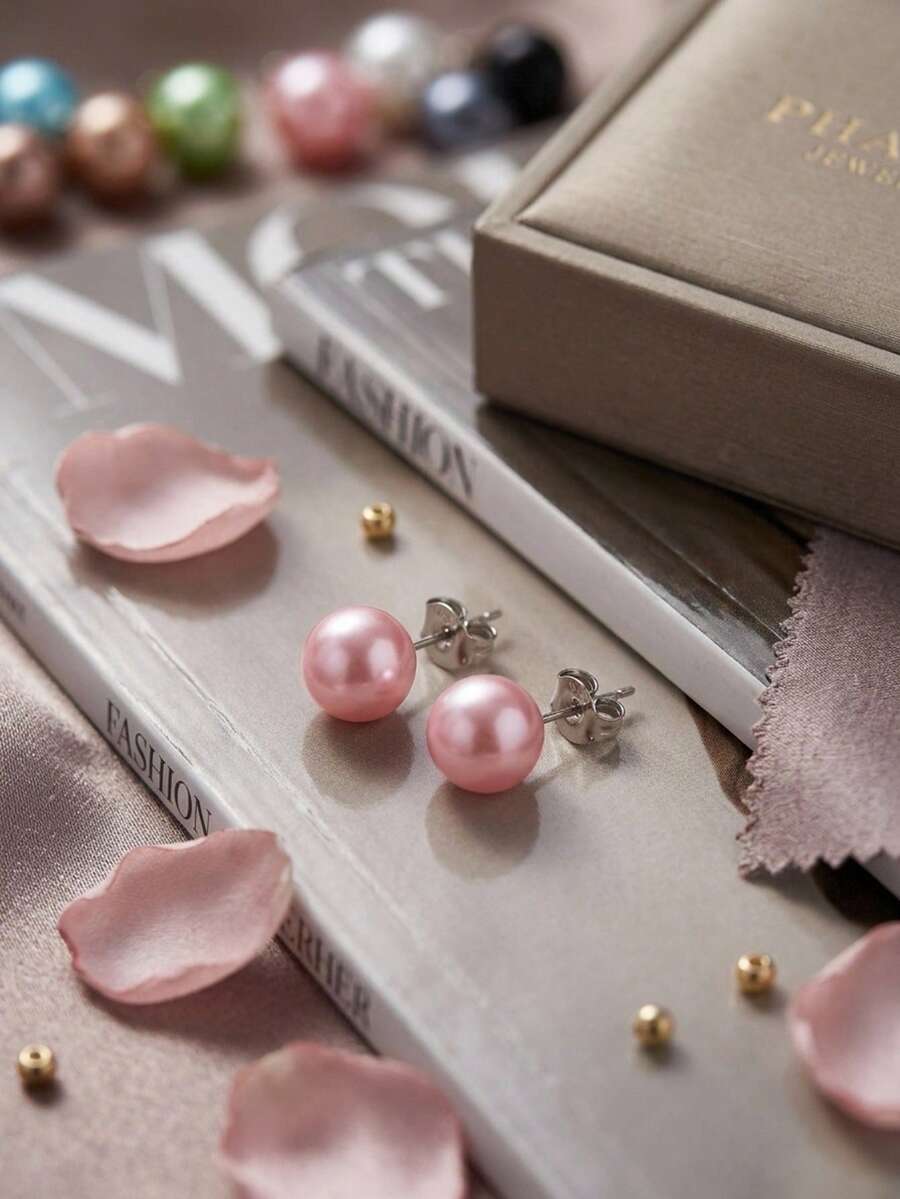 Women Stud Earrings - Pink - View 1