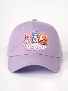 1件裝 K-POP 印花捲髮女孩棒球帽，戶外復古水洗可調節防曬休閒帽，適合春夏秋季旅行、海灘度假 - 棒球帽 - 查看 15
