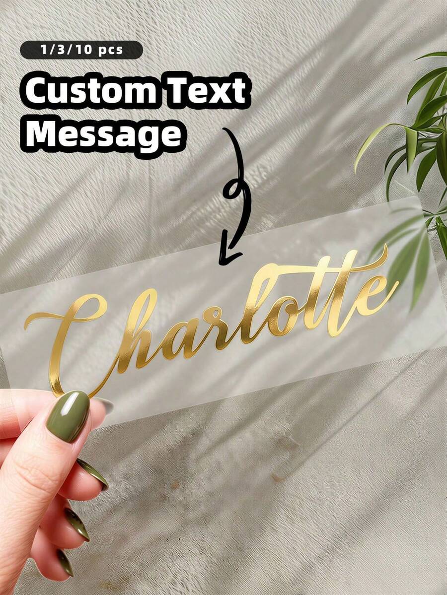 1/3/10pcs Personalized Custom Name Labels, Custom Stickers, Date Stickers, Multiple Sizes And Colors Available, Reusable, Fashionable, Waterproof And Tear-Resistant, Suitable For Personal Items, Glass Cups, Paper Cups, Rolls, Balloons, Calligraphy Stickers, Gift Box Decoration, Back To School Season - Multicolor - View 1