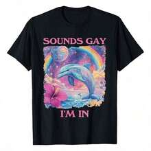تي شيرت مضحك غريب بطبعة ميم دولفين VintagevintageSounds Gay I'm In - النمط 1 - مشاهدة 1
