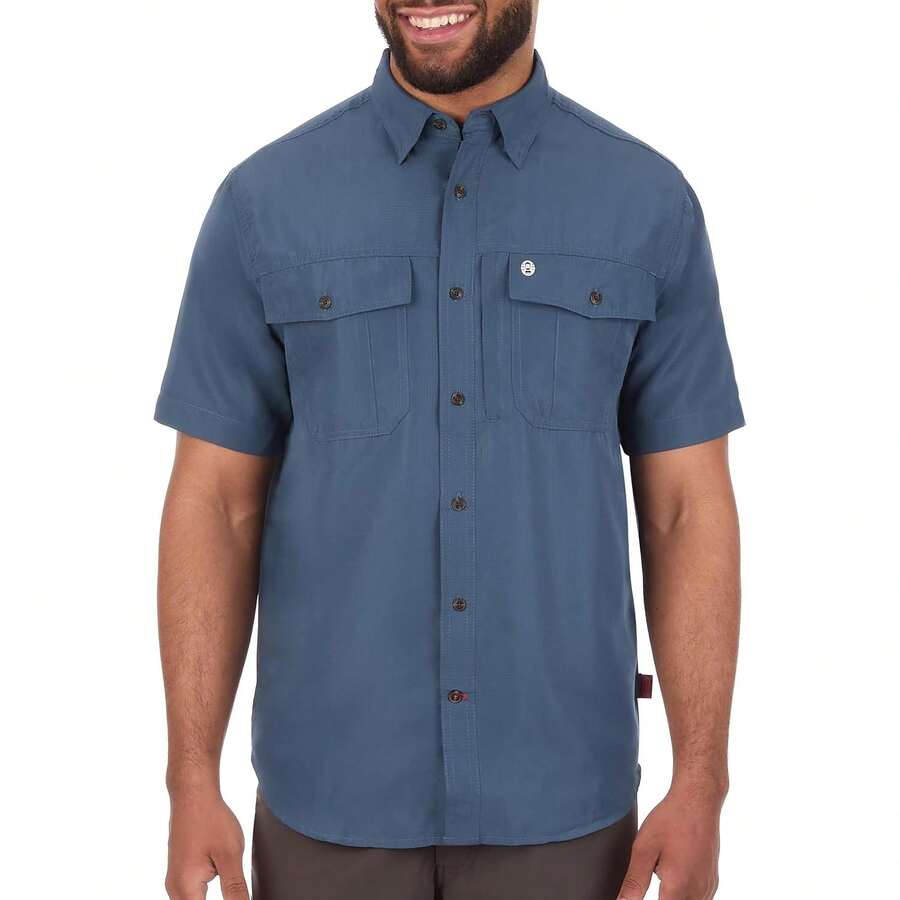 Coleman Mens UPF 40+ Ultra Lightweight Quick Dry Short Sleeve Guide Shirt Outdoor For Fishing Hiking Camping Variant 2 - 馬尾藻海 - 查看 1