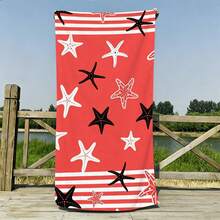 1pc Striped Turtle & Starfish Microfiber Beach Towel, Multiple Sizes Beach Blanket Sun Protection Towel, Lightweight, Suitable For Swimming, Camping, Sports, Beach Or Gym Beach Accessories | Modern Beach Towel | Durable Beach Mat, Beach Towel - Multicolor - View 5