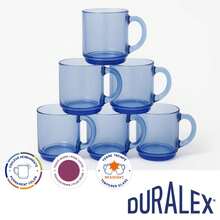 DURALEX | Set Of 6 Clear Glass Cups With Handles, 26CL - Reinforced Glass Cup Set In Assorted Colors (Sapphire Blue, Gray, Amber, Purple, Blue And Green) - Durable And Sturdy For Coffee, Tea And Hot Drinks - Blue - View 4