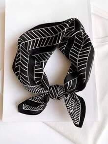 1pc New Minimalist Contrast Color Silk Scarf Shawl, Can Be Used As Hair Tie, Bag Handle Strap, Versatile Accessory For Commuting And Travel - Multicolor - View 5
