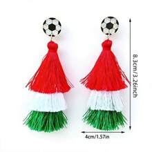 Aretes largos con borlas para mujer, simples y elegantes, moda 2026, colores de bandera nacional, ideales para porristas, festivales deportivos y eventos. - Multicolor - Ver 4