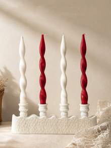Set Lilin Aromaterapi Batang Panjang Spiral Biru 12pcs/4pcs/2pcs, Campuran Lilin Kedelai, Desain Taper Panjang 25cm, Lilin Wangi, Dekorasi Rumah Penting, Dekorasi Meja - Batang panjang berulir putih - View 4
