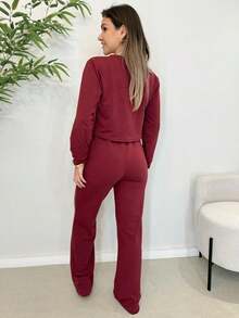 WOMEN'S SET OF PANTS AND LONG SLEEVE SWEATSHIRT, COMFORTABLE AND STYLISH - Redwood - View 3