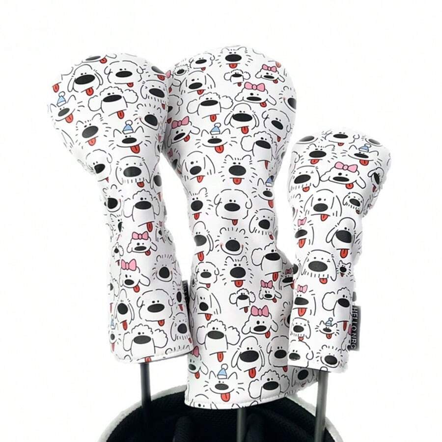 Sarung Stik Golf Kayu dengan Desain Anak Anjing, Bahan PU Tahan Air, Sarung Universal untuk Driver, Fairway Wood, Iron, dan Putter. - D - View 1