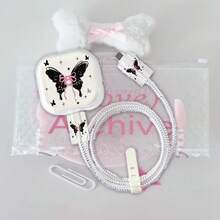 Bowknot Epoxy Resin Style 40W Apple Phone Charger Set, Charging Cable Protector, Charger Head Protective Case, Compatible With Apple Chargers - Multicolor - View 3