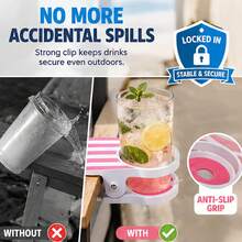 1pc Striped Clip-On Cup Holder, Multi-Functional Drink Holder, Suitable For Champagne Glasses, Insulated Cups, Beverages, Can Be Placed On Tables, Chairs, Bedside, Pool, Beach, Holds Multiple Types Of Cups - Multiple Styles - View 5