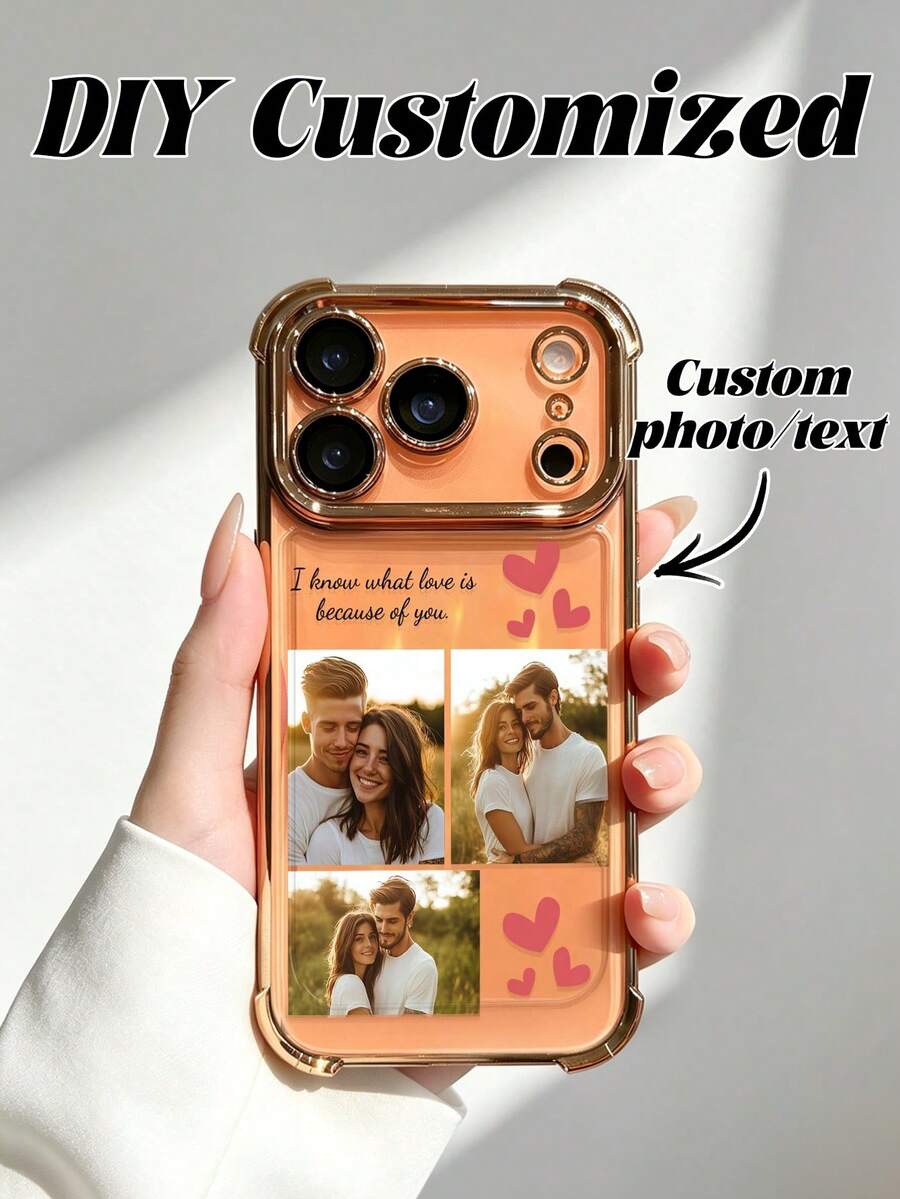 1pc Customized Orange Phone Case, Supports Personalized Photos, Suitable For Friends, Couples And Families. Compatible With Upgraded 17 Pro Max/Air/17 Pro/16 Pro Max/15 Pro Max/14 Pro Max Full-Body Camera Protection, Matte Semi-Transparent Anti-Fall Anti-Scratch Ultra-Thin Shell, Military-Grade Protection, An Ideal Gift For Family - Orange - View 1
