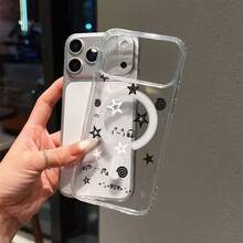 携帯電話ケース - 2025今年の方向けの新しいしいクリエイティブなパーティー用白黒五芒星音楽柄携帯電話ケース1個。 ファッショナブルで人気のあるのある強力な透明な磁石デザインが特です。 高い解像度で、透明性が高く、黄ばみしません。 - クリア - チェックする 3