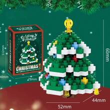 Micro-Particle Mini Christmas Theme Building Blocks Series, ABS Material, Includes: Santa Claus With Gift, Christmas Tree, Reindeer, Blue Hat Snowman, Wooden Bear, Small Train And Other Christmas Building Blocks Gift. Children's Stacking Blocks Toy Set, Soft Stress Relief Item, Creative DIY Educational 3D Handmade Assembly Toy. - Multicolor - View 13