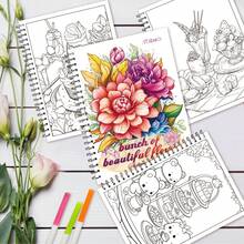Tlenpo 3 Stücke/1 Set, Malbuch für Erwachsene mit Blumen-, Tier- und Straßenszenen-Mustern - 1 Stück mit 30 Seiten, 11,2 x 8,3 Zoll, für Erwachsene zum Abbau von Stress, Angst und anderen Emotionen, Urlaubsgeschenk, Schulanfangsgeschenk, Weihnachtsgeschenk, Halloween-Geschenk, perfekte Wahl für viele Festtagsgeschenke (Zubehör nicht enthalten) - C - Übersicht 5