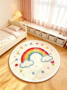 1pc, Cartoon City Road Round Rug, Sweet Rainbow Round Rug, Pink Heart Colorful Polka Dot Modern Round Area Rug, Educational Game Mat, Decorative Rug, Modern Round Area Rug, Pattern, Rug, Bedroom Decor, Small Rug, Rug, Home Decor, Living Room Rug, Living Room Small Rug, Bedroom Rug, Living Room Home Decor, Washable Rug, Plush Rug, Thickened Rug, Thick Rug, Fuzzy Rug, Fluffy Rug, Autumn/Winter Rug, Thickened/Plush - Multicolor - View 5