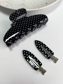 3 pièces/Set Pinces à cheveux à pois vintage, pinces à cheveux rouges, bleues et noires, ensemble d'accessoires pour cheveux, grande taille, pinces à cheveux pour femmes, élégantes, demi-queue de cheval, pinces à cheveux, ambiance hivernale lumineuse, mode, polyvalente, accessoires pour cheveux en forme de diadème, cadeau - Multicolore - Voir 5