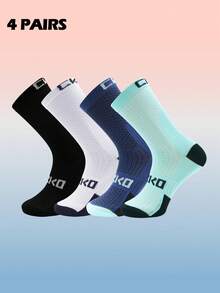 4 Pairs Unisex Sports Cycling Socks, Suitable For Cycling, Running, Hiking, Gym, Tennis, Golf, Work. - Multicolor - View 9