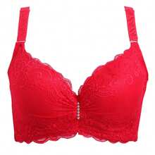 Plus Size Adjustable Lace Sexy Bra With Underwire, Push-Up, Slim Style For Women. - Black - View 6