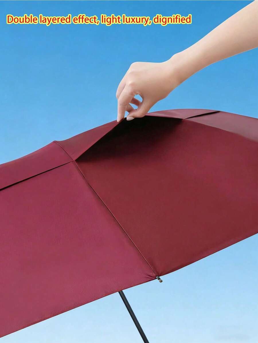 1 pieza, 49 pulgadas, estructura de 10 varillas, diseño de doble capa, función a prueba de viento, revestimiento negro, protección UV, protección contra el sol y la lluvia, paraguas de negocios, paraguas extra grande, rendimiento impermeable, sombrilla plegable, estilo unisex para parejas, uso en viajes al aire libre, uso en desplazamientos diarios, sombrilla, sombrilla azul, protección de doble capa, camping, esencial de viaje, esencial de playa - Color aleatorio (con paquete) - Ver 1
