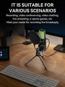 Yanmai USB RGB Condenser Noise-Canceling Wired Gaming Microphone, Suitable For Podcast, Recording Studio, Live Streaming, Laptop, Desktop Computer - View 7