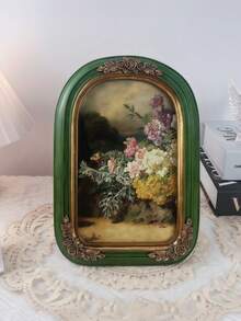 Green/Black Vintage Arch-Shaped Picture Frame, 5x7 And 8x10 Inch Vintage Picture Frame, Exquisite Gold Floral Pattern, Hand-Textured Resin, Antique Picture Frame, Suitable For Wall Decor, Also As Wedding Bride Gift Or Holiday Gift - A - View 4