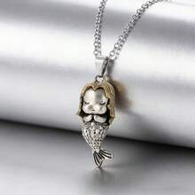 1pc Sleepable Mermaid Pendant Necklace - Retro Cute Mermaid Pendant, For Women's Daily Leisure Time At The Beach - Fashion - View 4